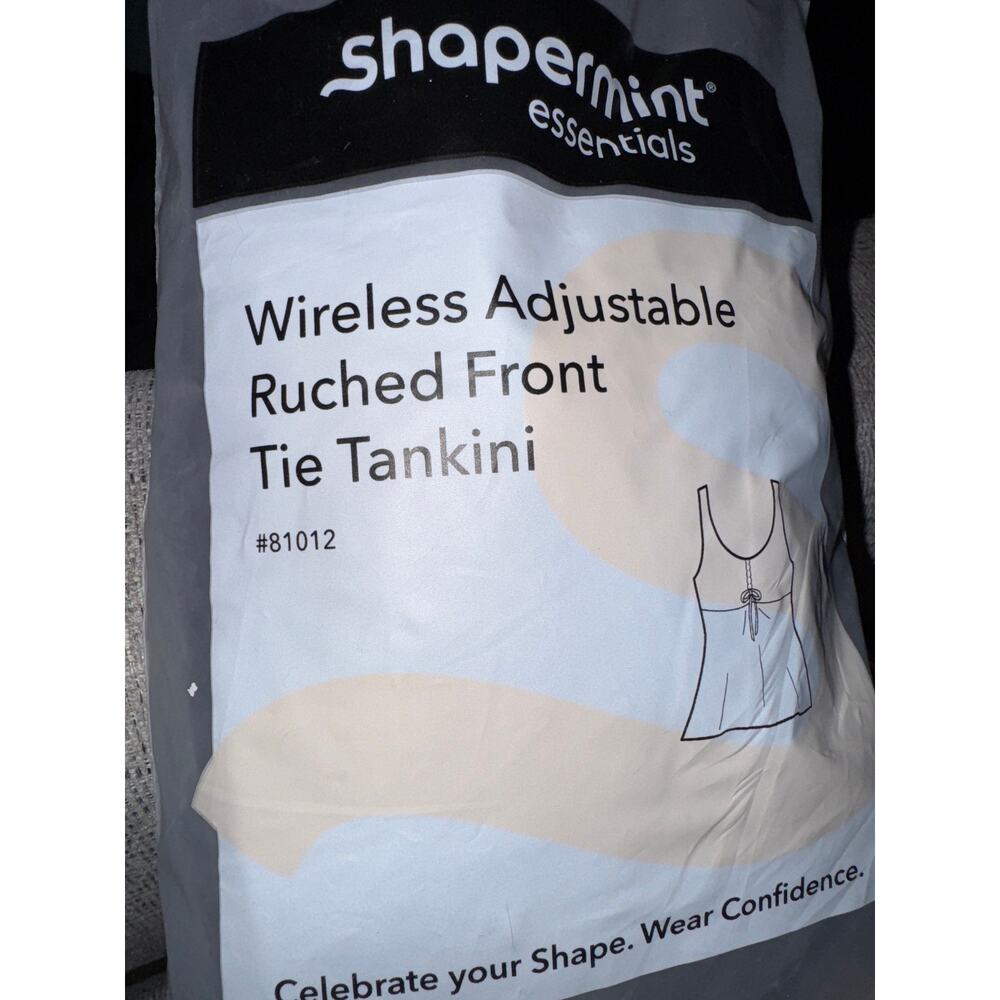 Brand New Shapermint Women's Size 3XL Black Ruched Front Tie Tankini Swimwear - Picture 4 of 12